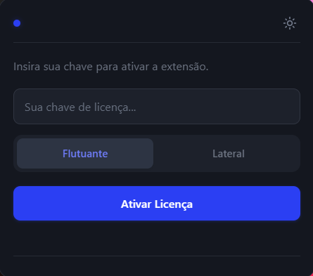 Card da extensão pedindo chave de licença